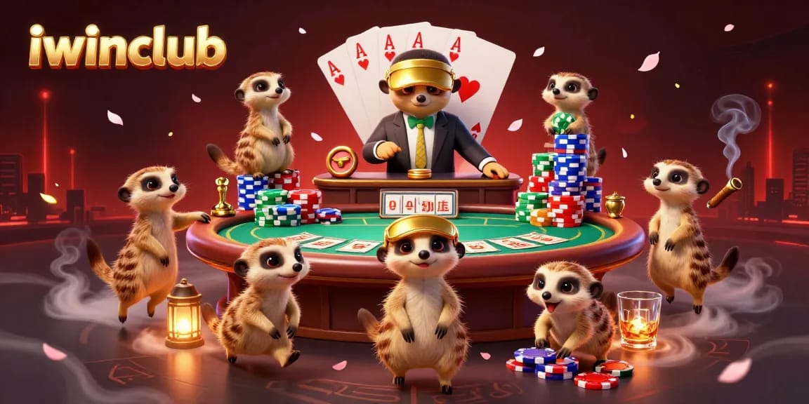 Experience the excitement of iwinclub with meerkats managing a lively casino scene.