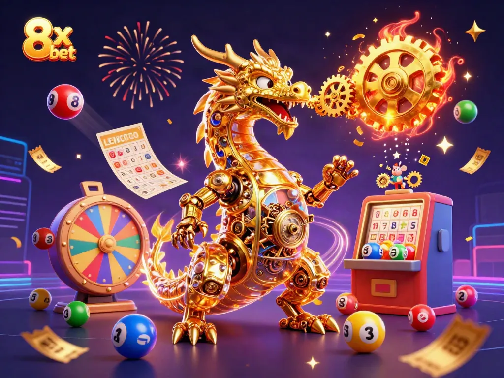Engage with thrilling games at 8x bet featuring a golden dragon and dynamic casino elements.