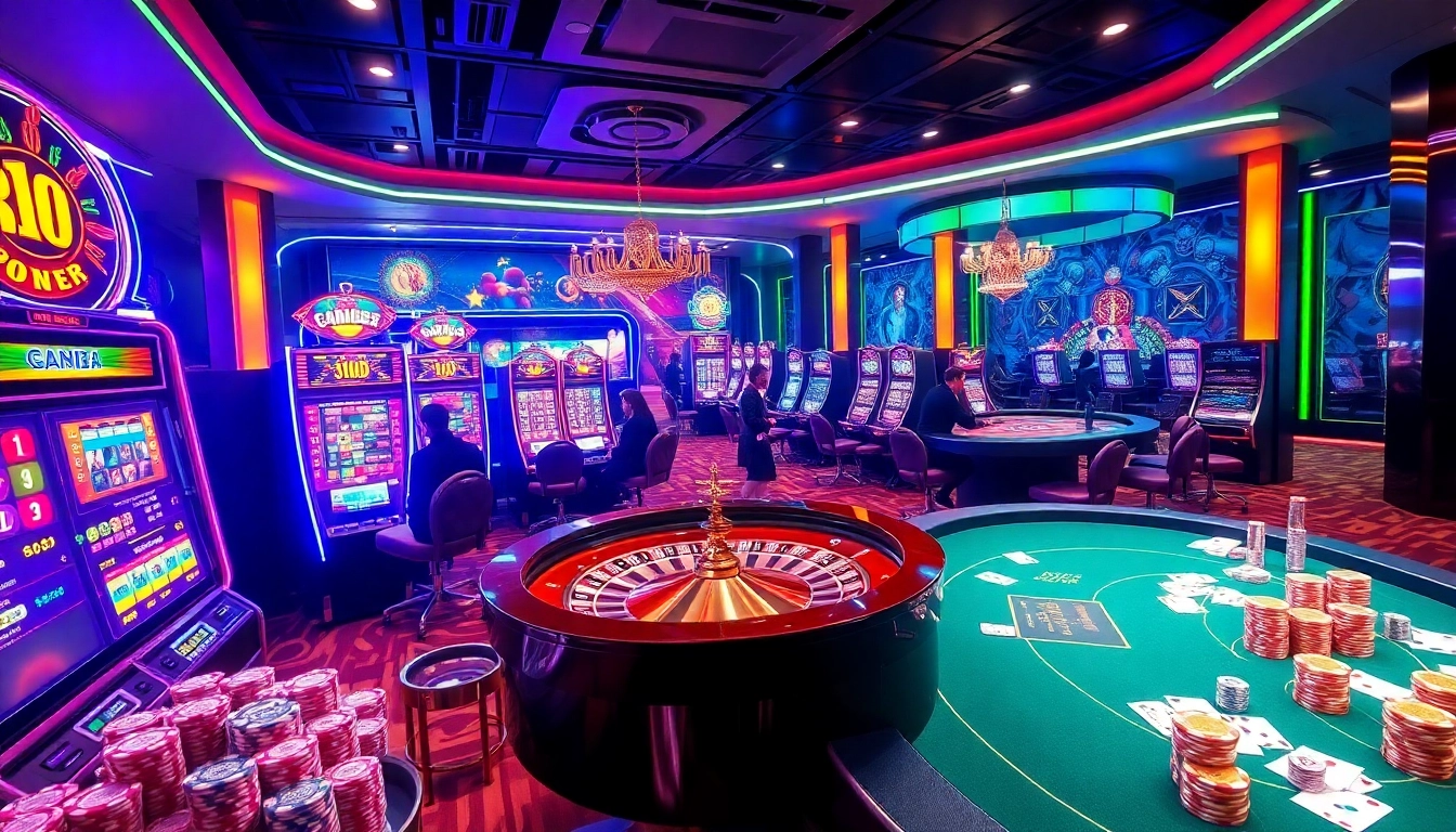 Engaging action at Nhà Cái RR88 with gamblers enjoying vibrant games surrounded by poker chips and cards.