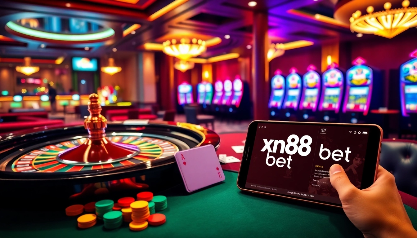 Experience the thrill of xn88 bet with vibrant casino tables and engaging players.