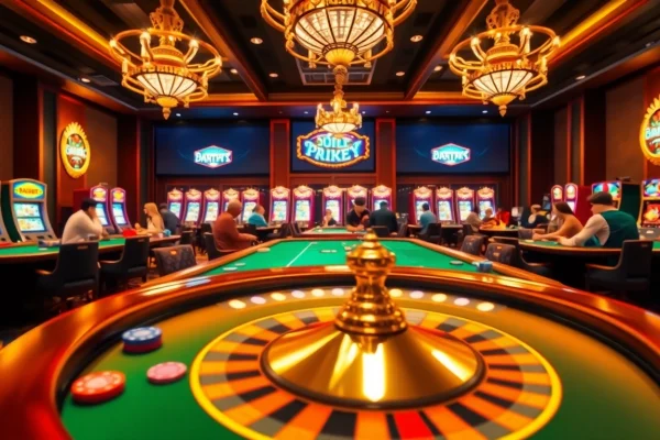 Experience high-stakes gaming with an exciting bem 89 casino scene featuring poker tables and roulette.