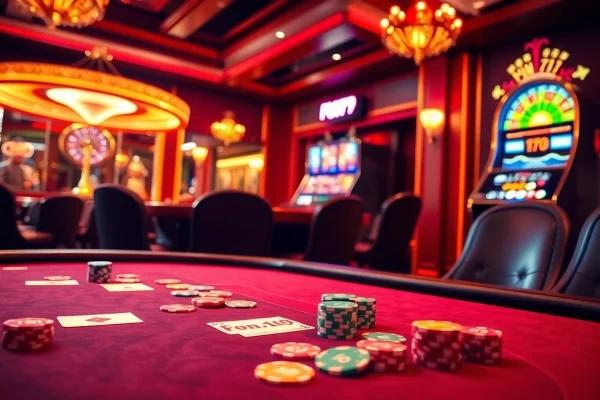 Experience the thrill of FUN79 casino as players engage in high-stakes poker and vibrant slot machine games.