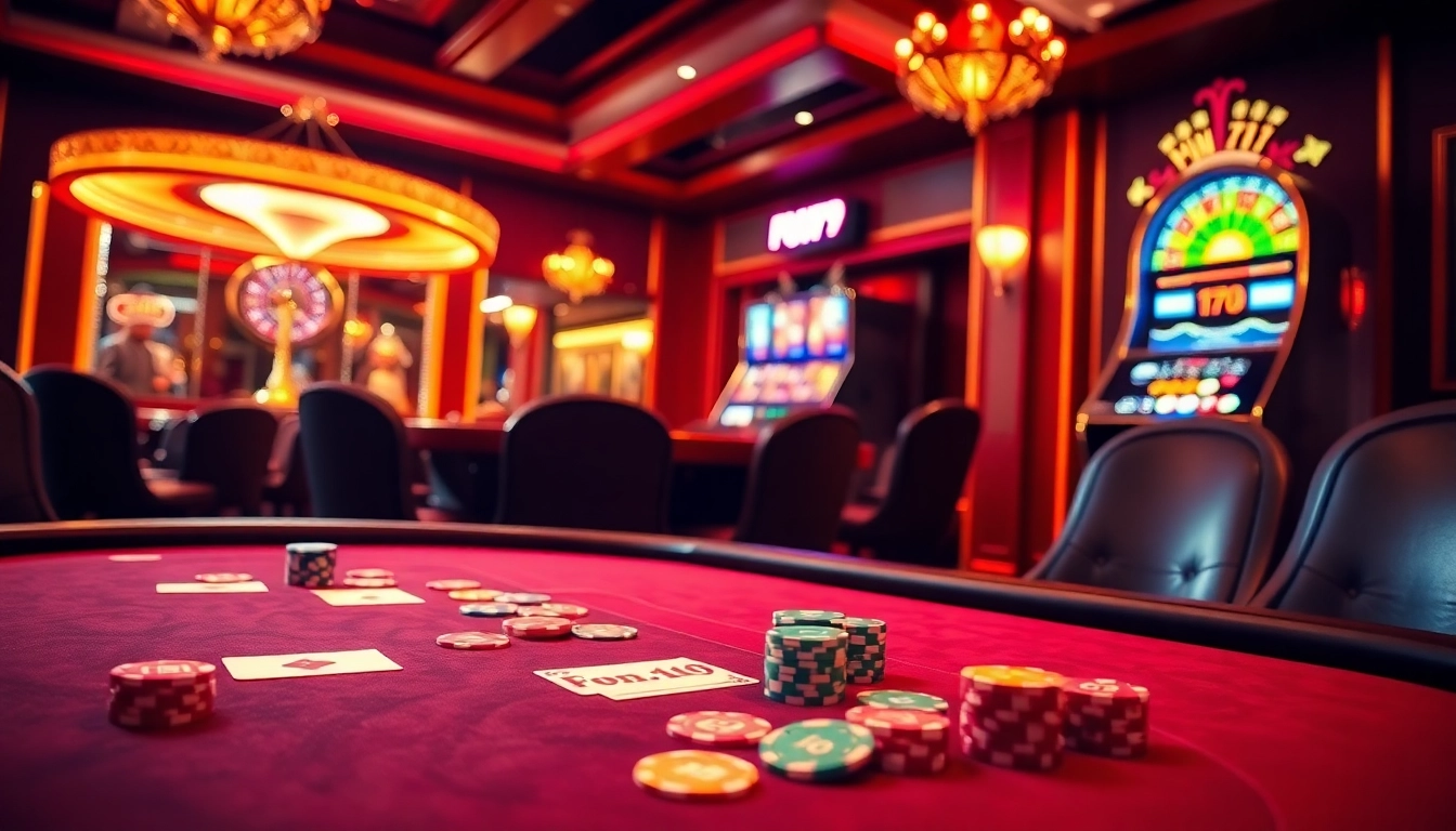 Experience the thrill of FUN79 casino as players engage in high-stakes poker and vibrant slot machine games.