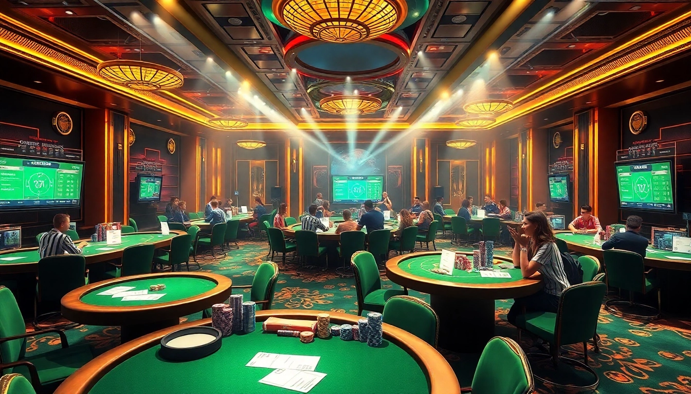 Exciting betting scene for kèo bóng đá ý in a luxurious casino atmosphere with vibrant colors.