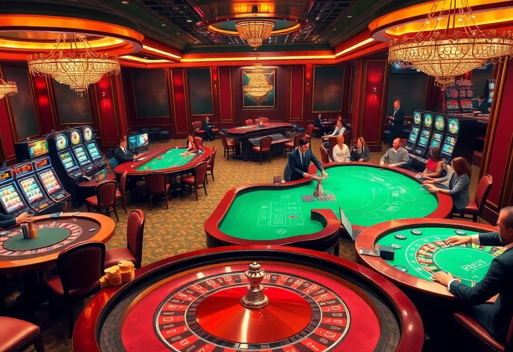 Players engaging in thrilling games at iq88 casino, showcasing excitement and elegance.