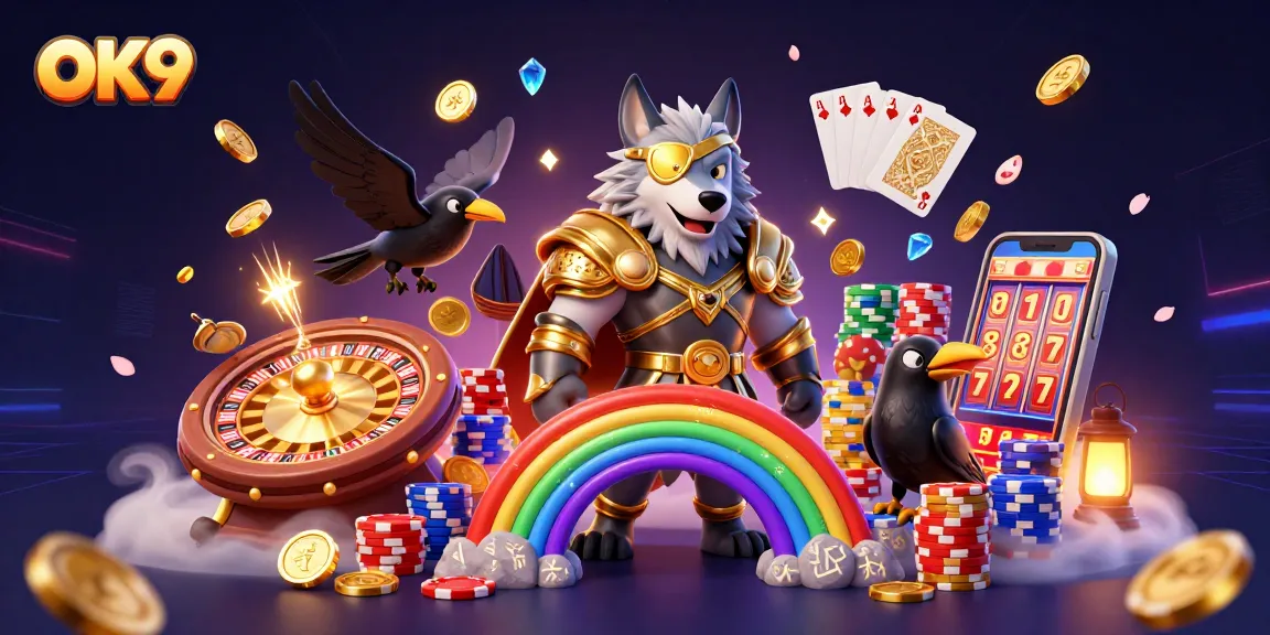 Experience excitement with OK9 and luminous treasure in 3D casino realm.