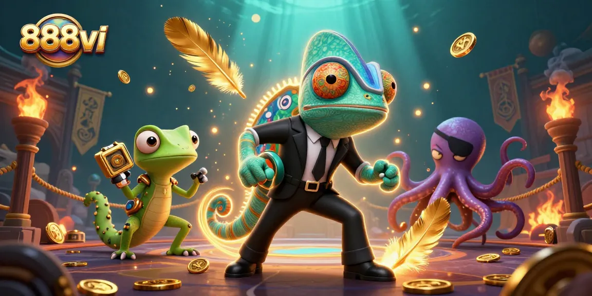 Engage in thrilling action with 888vi, featuring vibrant characters and immersive casino elements.