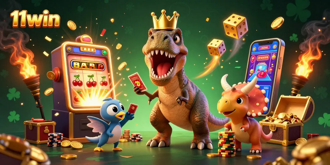 Experience thrilling gameplay with 11win's vibrant T-Rex and pterodactyl in action.